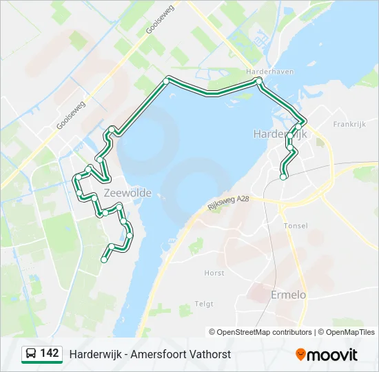 Bus 142 lijnkaart