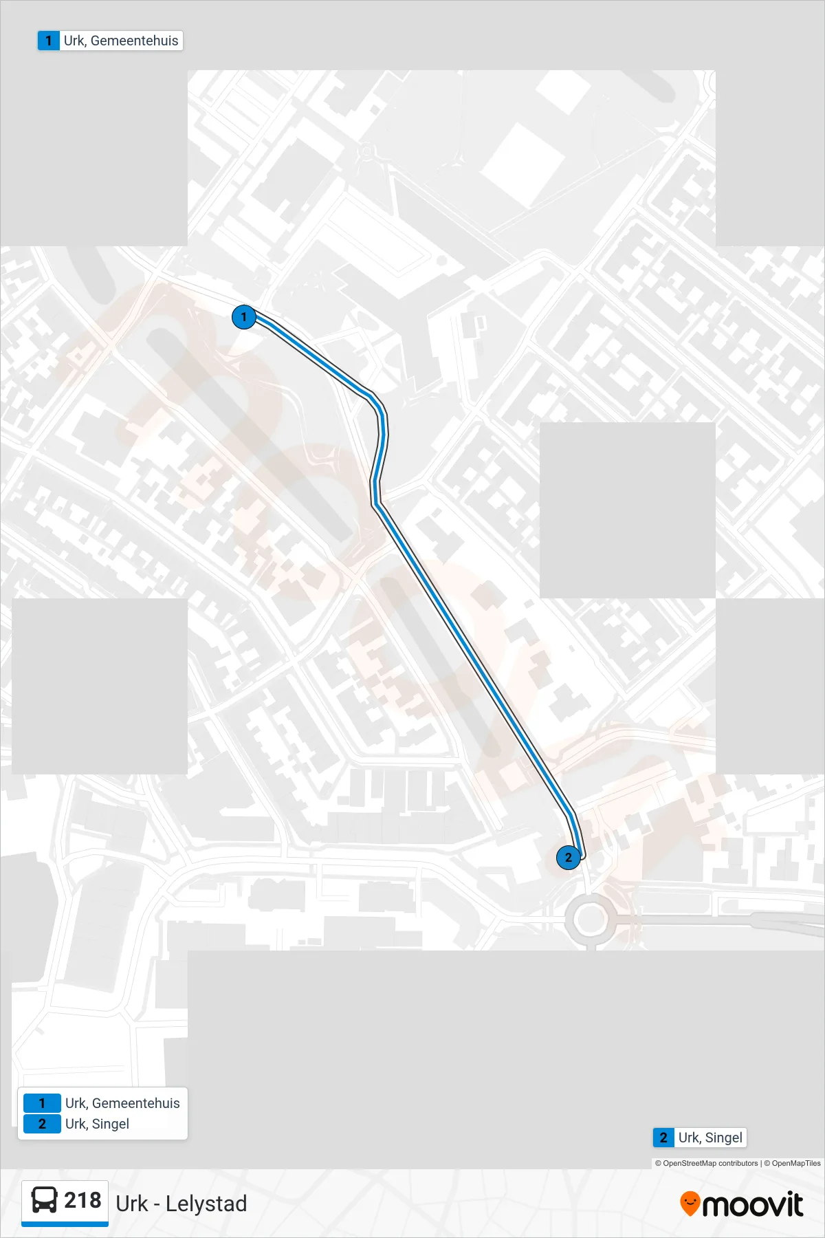 Lijn 218 (bus, Urk): route en haltes op de kaart