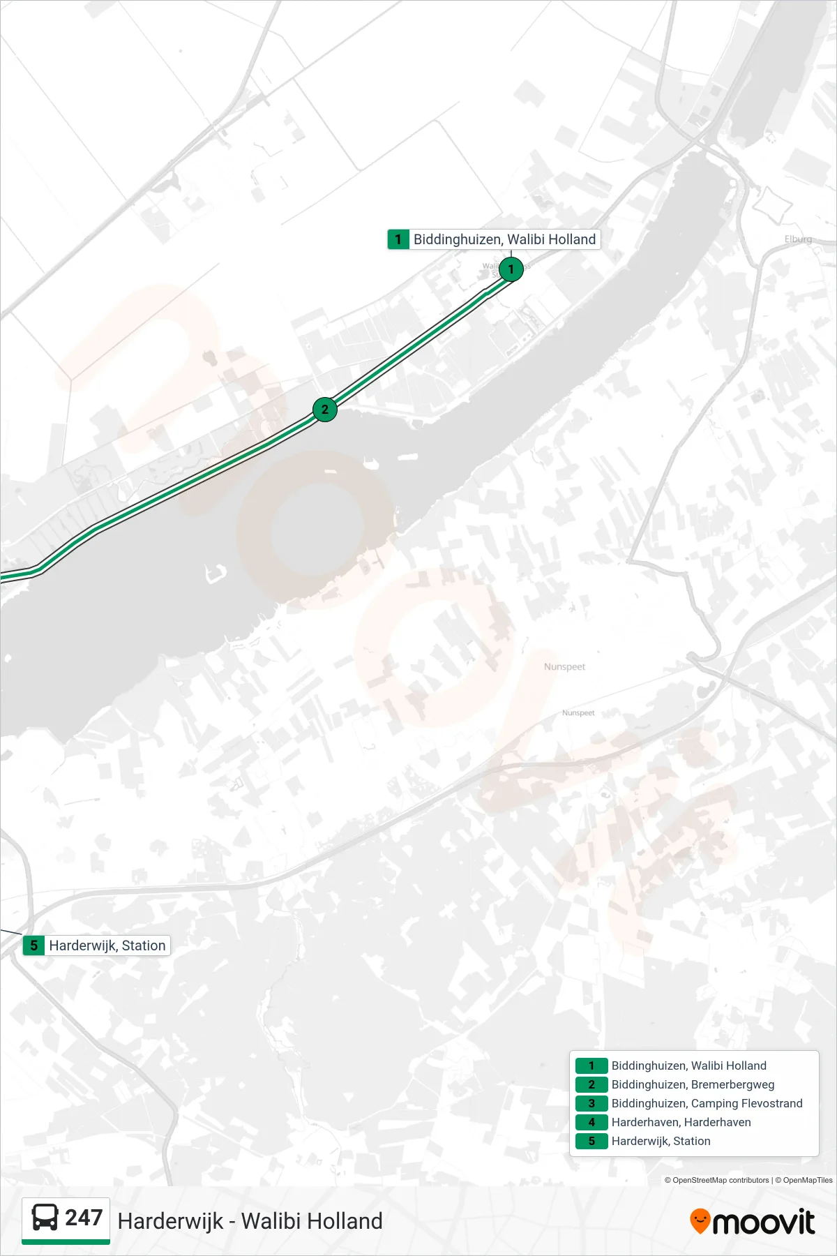 Lijn 247 (bus, Harderwijk): route en haltes op de kaart
