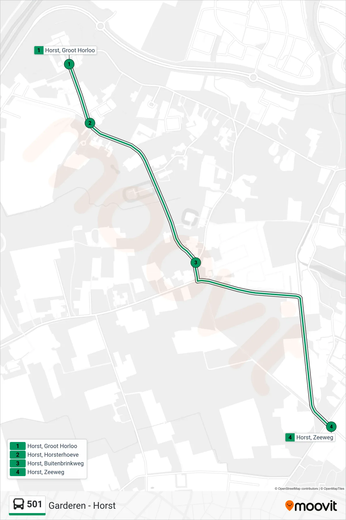 Lijn 501 (bus, Horst): route en haltes op de kaart