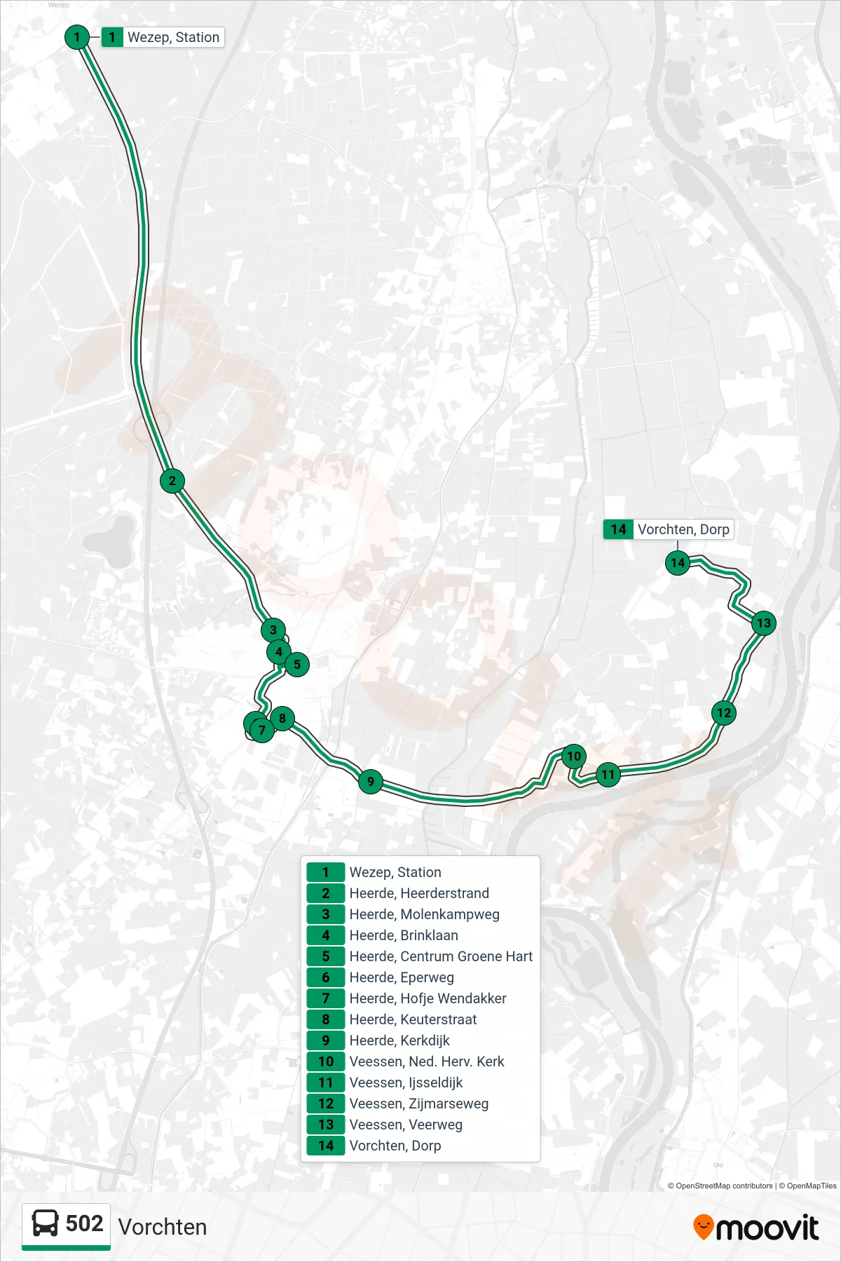 Lijn 502 (bus, Vorchten): route en haltes op de kaart