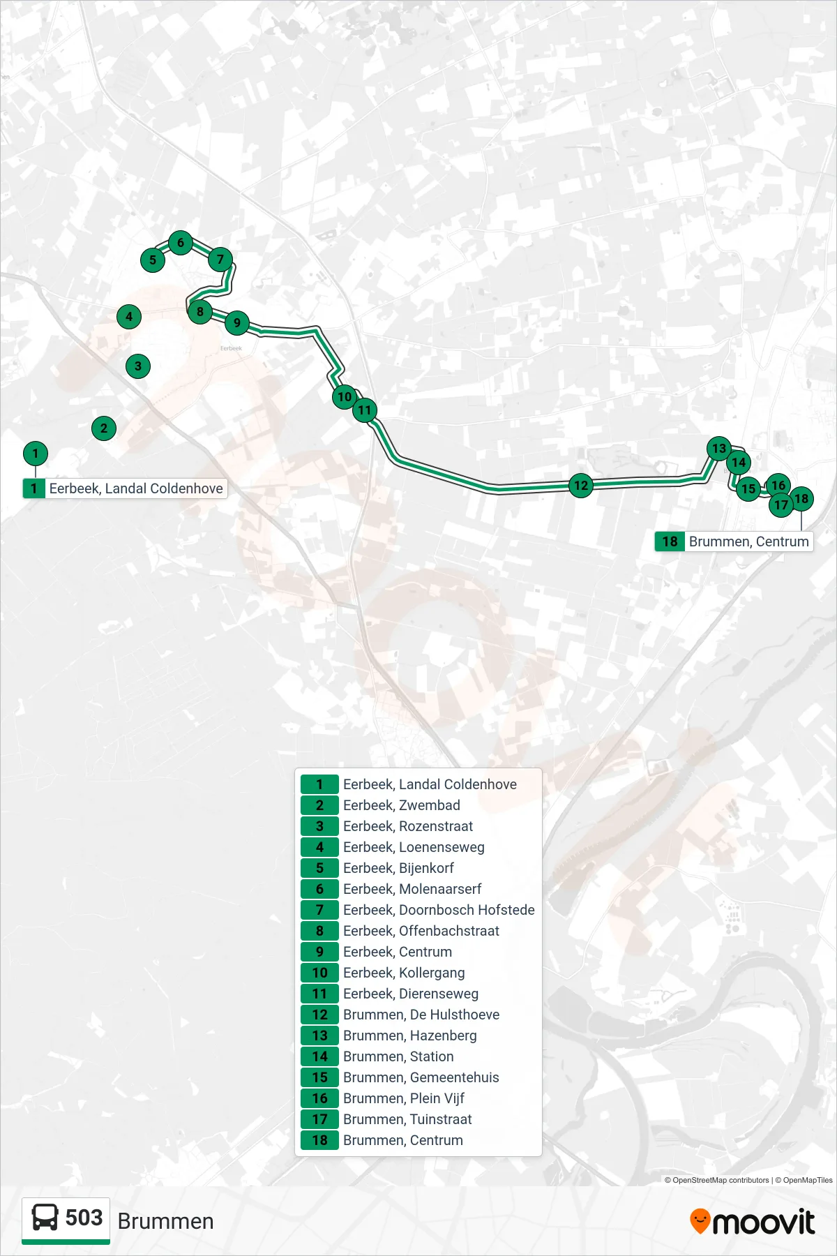 Lijn 503 (bus, Brummen): route en haltes op de kaart