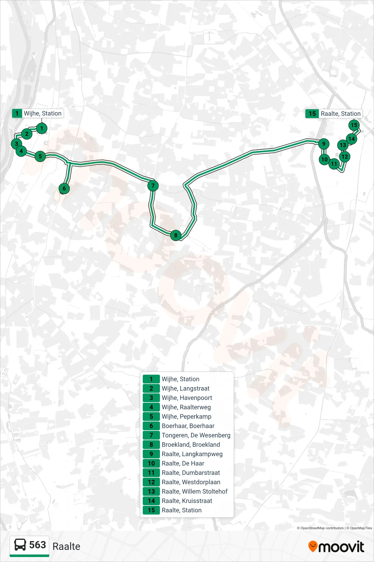 Lijn 563 (bus, Raalte): route en haltes op de kaart