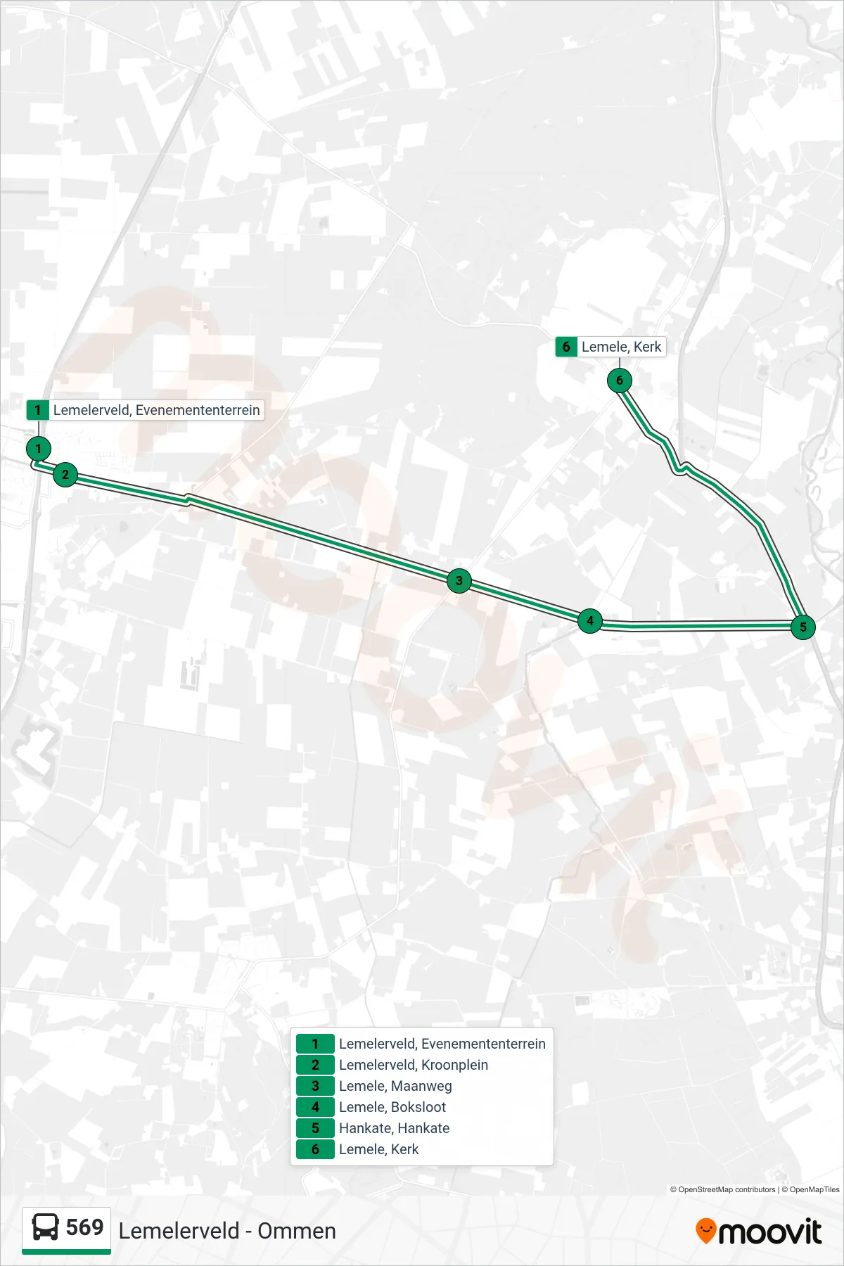Lijn 569 (bus, Lemele): route en haltes op de kaart