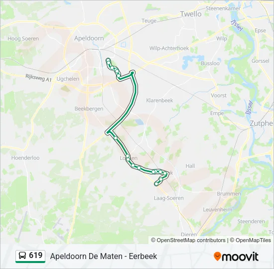 619 Bus Line Map