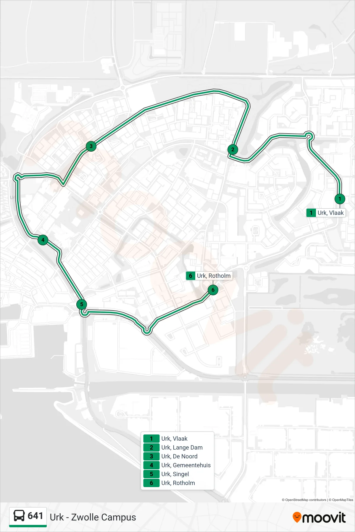 Lijn 641 (bus, Urk): route en haltes op de kaart