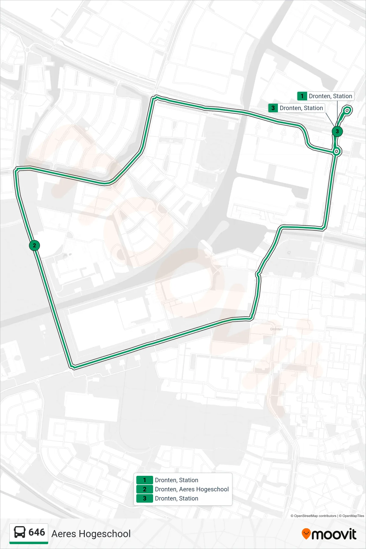 Lijn 646 (bus, Aeres Hogeschool): route en haltes op de kaart