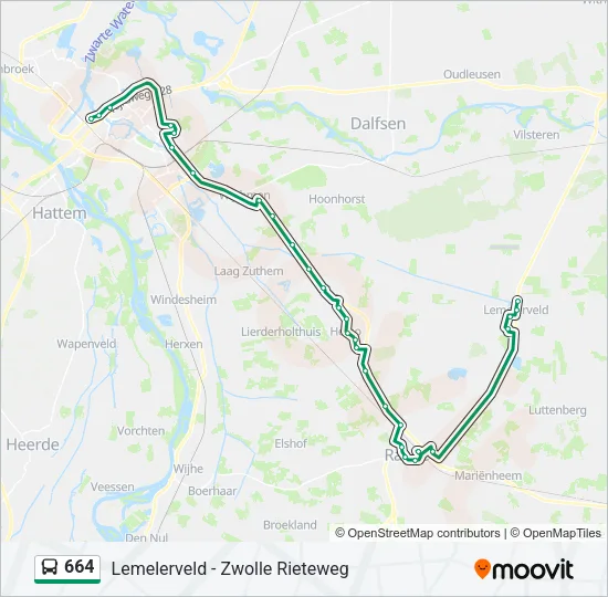 664 Bus Line Map