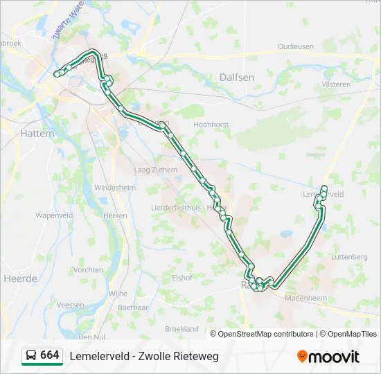 664 Bus Line Map