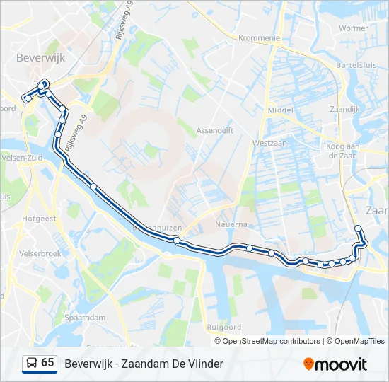 65 Bus Line Map