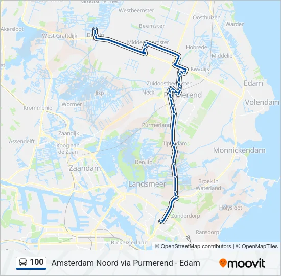 Bus 100 lijnkaart