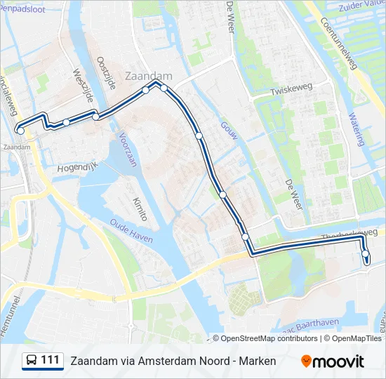 111 Bus Line Map