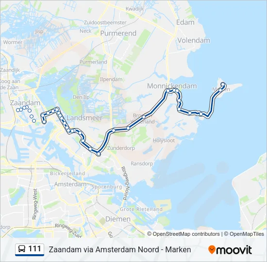111 Bus Line Map
