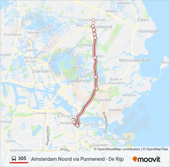 305 Bus Line Map