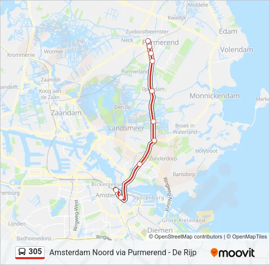 305 Bus Line Map