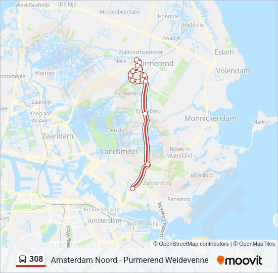 308 Bus Line Map