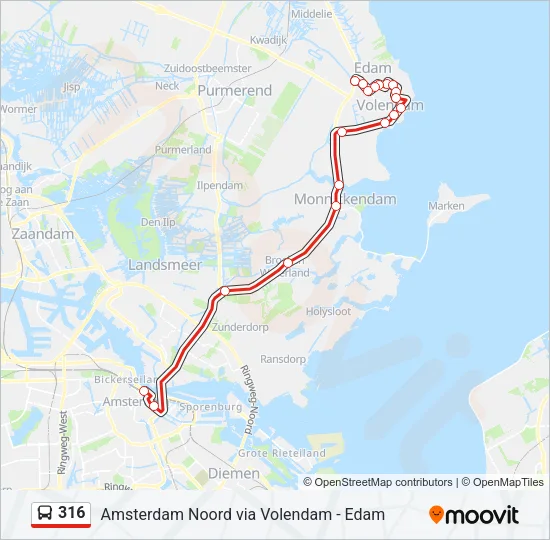 316 Bus Line Map