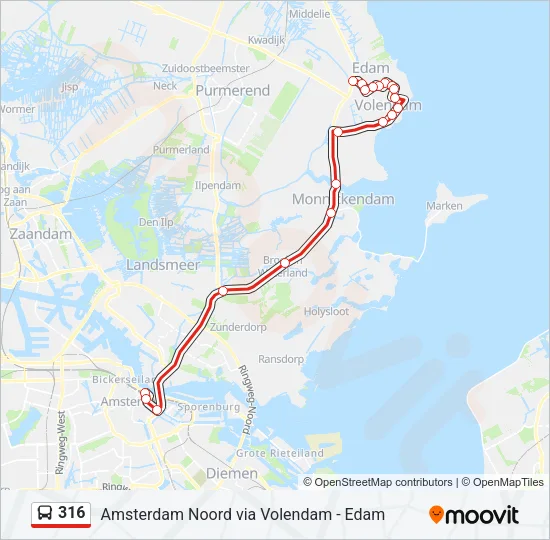 316 Bus Line Map