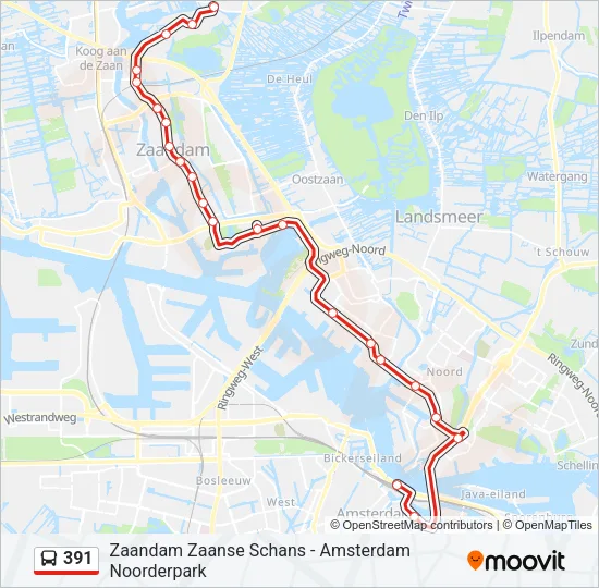 391 Bus Line Map