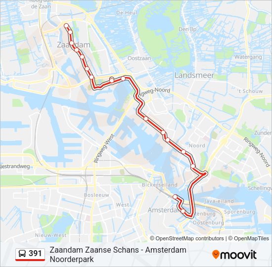 391 Bus Line Map