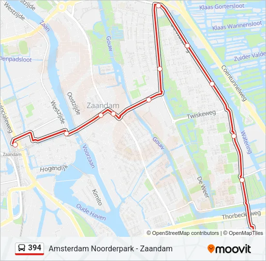 Bus 394 lijnkaart