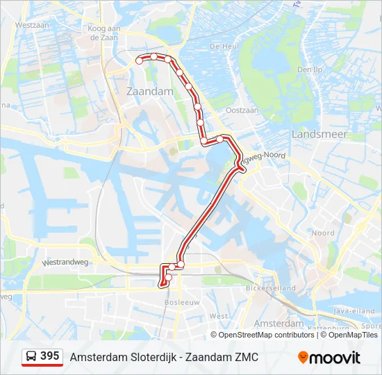 395 Bus Line Map