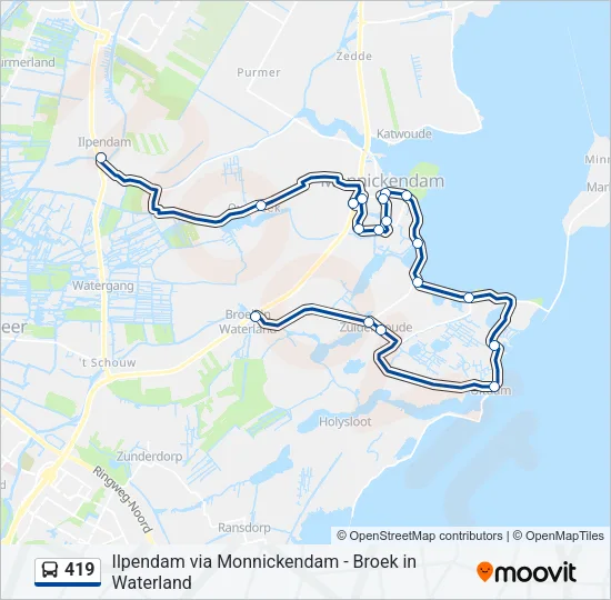 Bus 419 lijnkaart