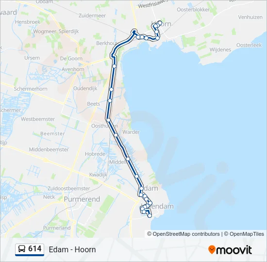 614 Bus Line Map