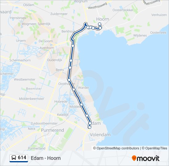 614 Bus Line Map