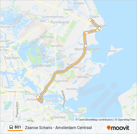 801 Bus Line Map