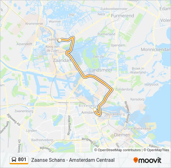 801 Bus Line Map