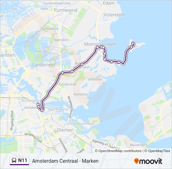 N11 Bus Line Map