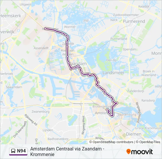 N94 Bus Line Map