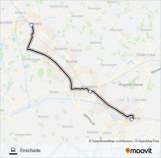 Bus SNELBUS IPV TREIN lijnkaart