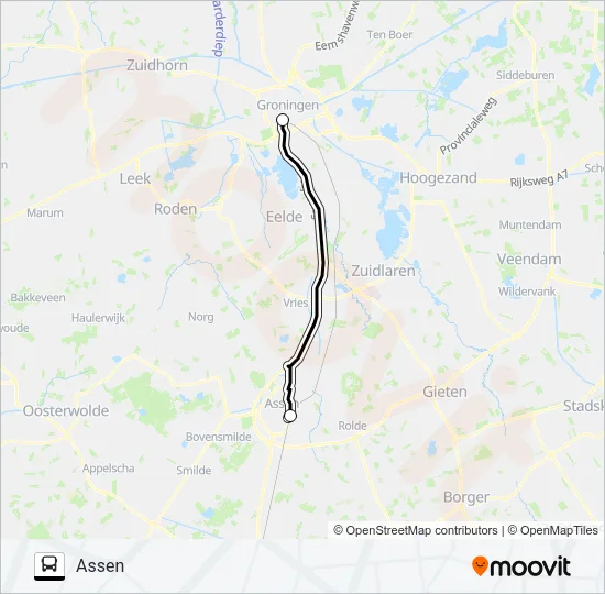 Bus SNELBUS IPV TREIN lijnkaart