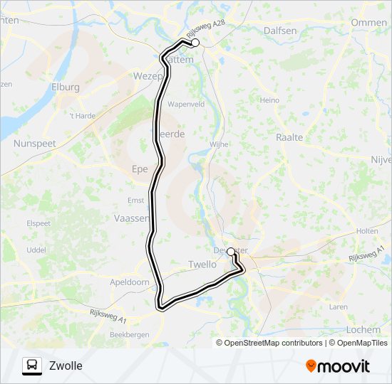 SNELBUS IPV TREIN Bus Line Map