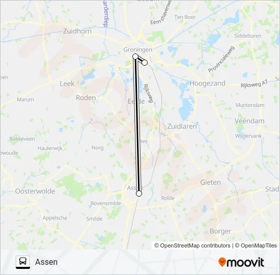 Bus SNELBUS IPV TREIN lijnkaart