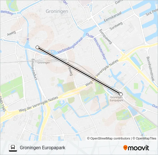 Bus SNELBUS IPV TREIN lijnkaart
