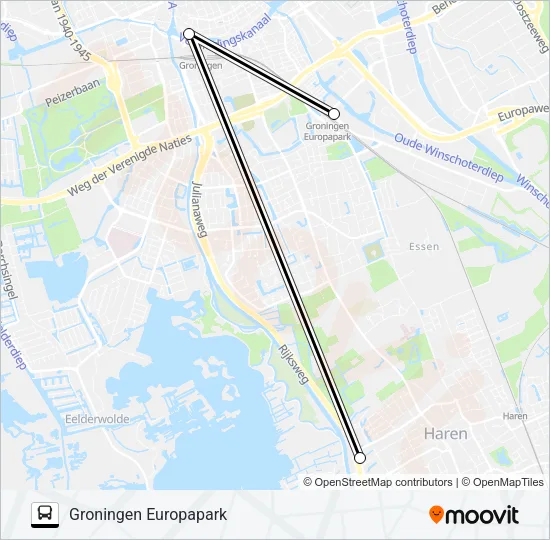 Bus STOPBUS IPV TREIN lijnkaart