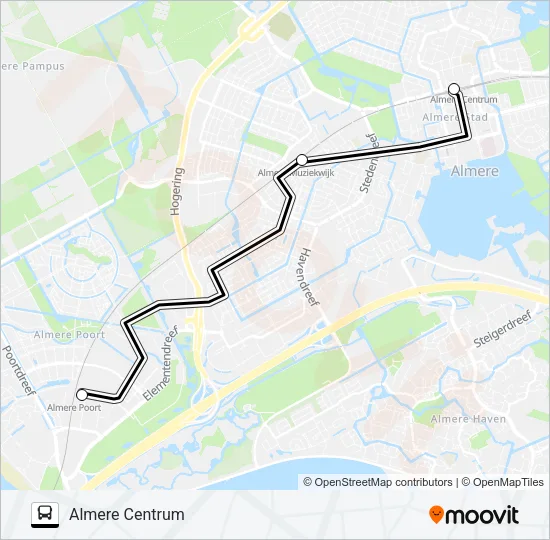Bus STOPBUS IPV TREIN lijnkaart