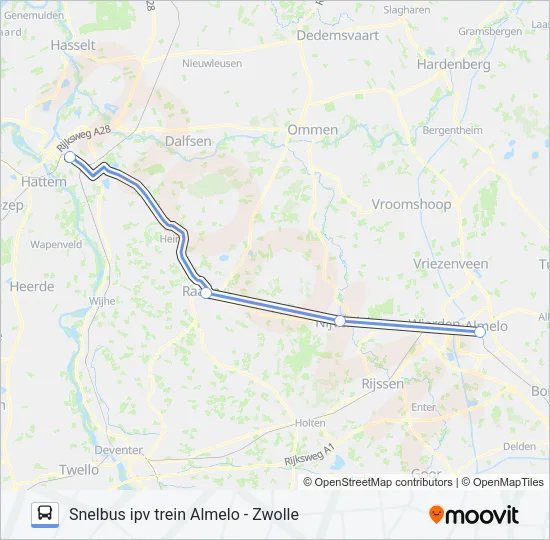 Buslinie SNELBUS IPV TREIN Karte