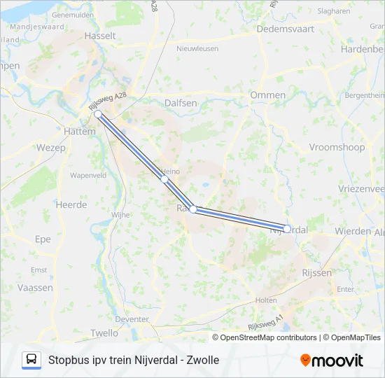 Bus STOPBUS IPV TREIN lijnkaart