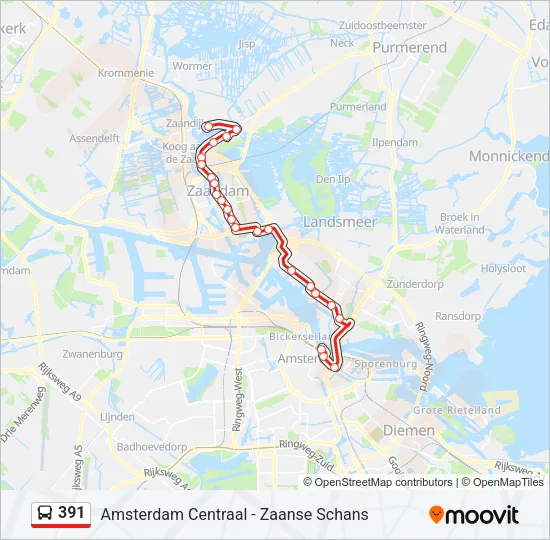 391 Bus Line Map