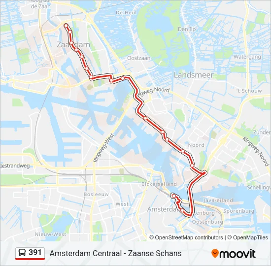391 Bus Line Map