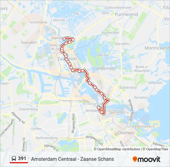391 Bus Line Map