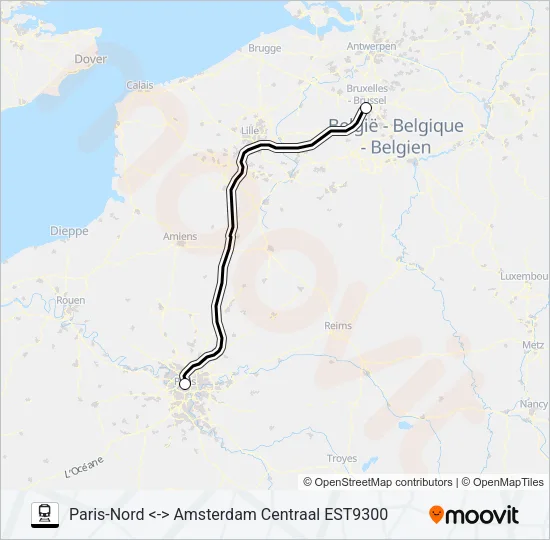 EUROSTAR Train Line Map