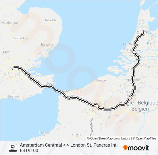 EUROSTAR Train Line Map