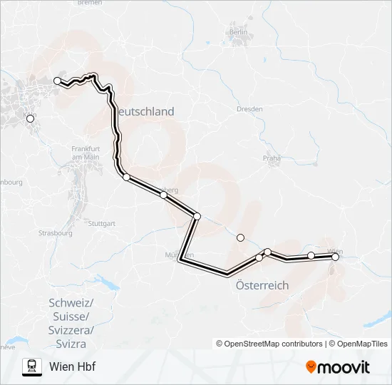 NIGHTJET Train Line Map