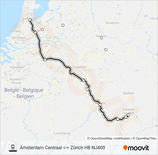 NIGHTJET Train Line Map