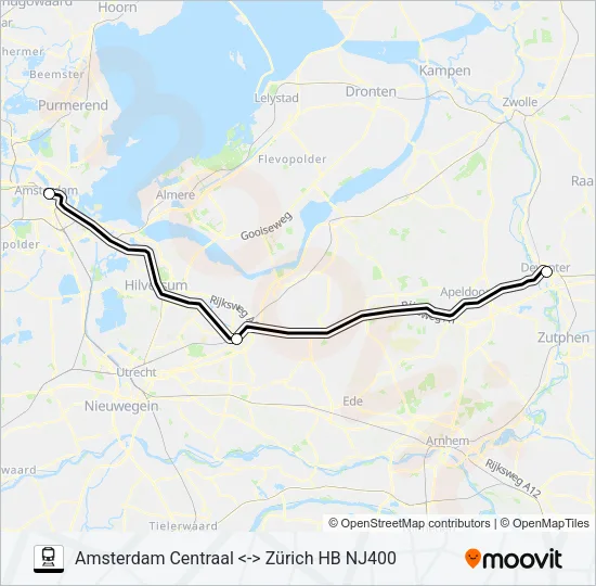 Trein NIGHTJET lijnkaart